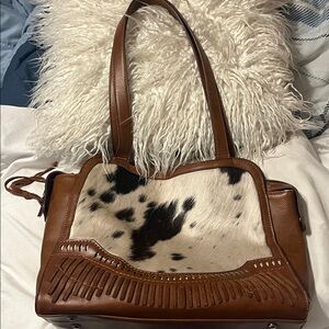 Catchfly Ladies Western Cowhide Chestnut Brown Over the Shoulder Tote